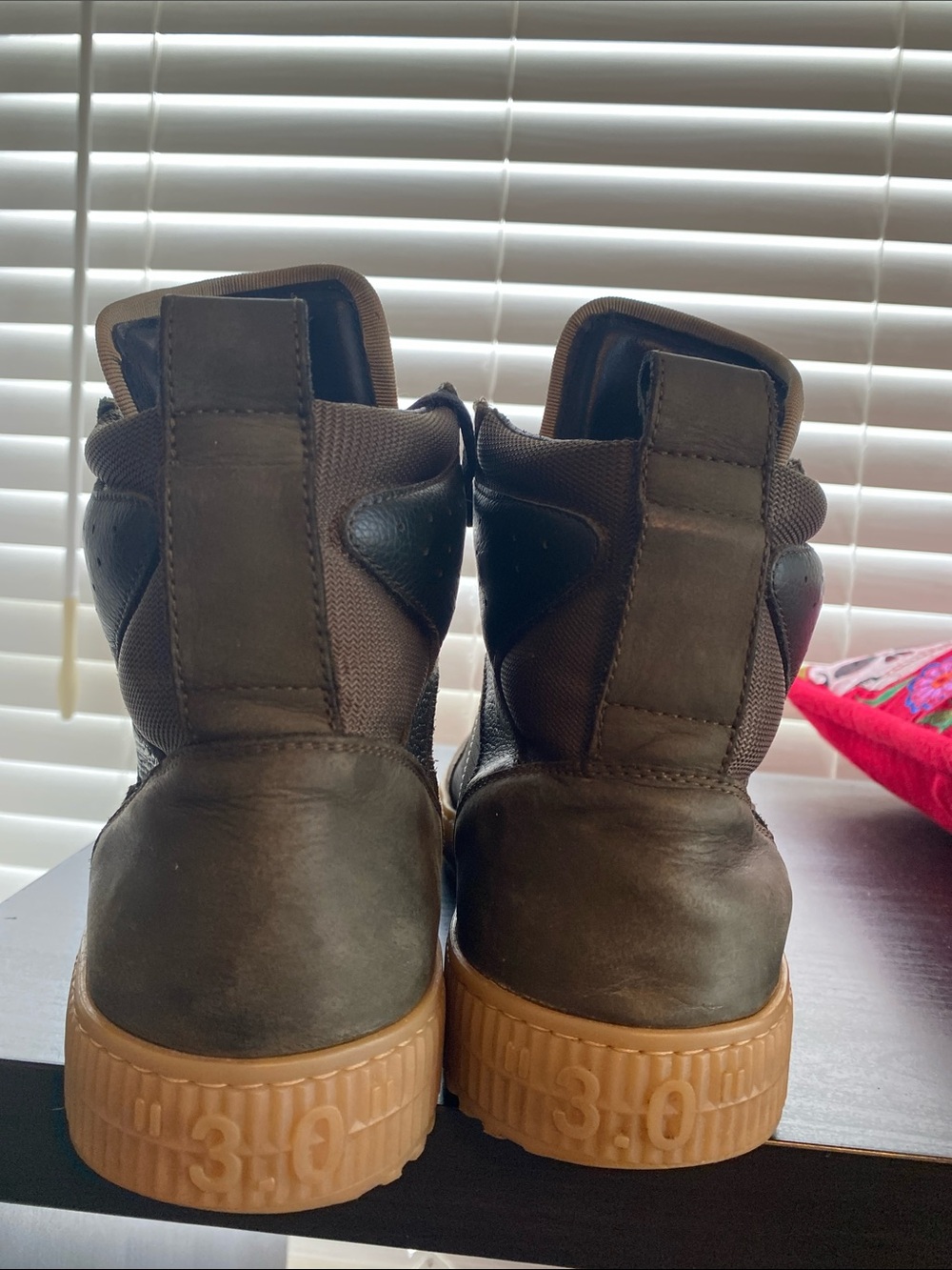 Off-White Men’s Olive and Gum High-Top Sneakers - Picture 2 of 8